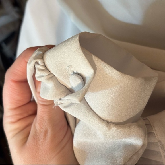 Vintage Cream Button Down Blouse with Front Ruffle and Victorian Collar - Picture 8 of 9